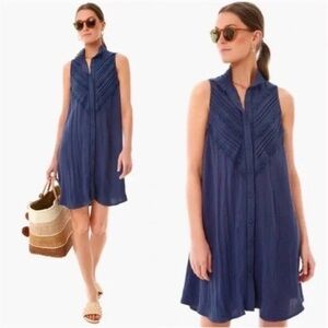 Tuckernuck POMANDER PLACE Dutton Dress Sleeveless Navy Blue Shirtdress Sz S